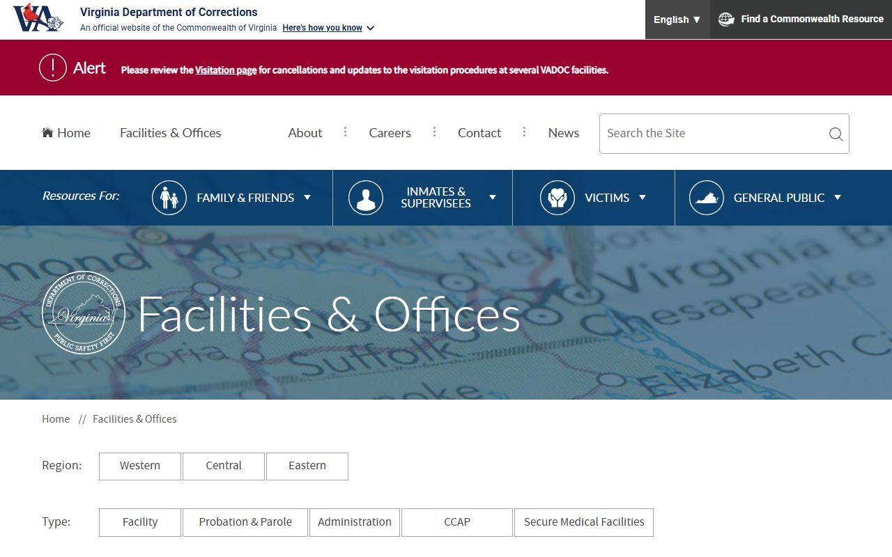 Coffeewood Correctional Center VADOC inmate search facility directory
