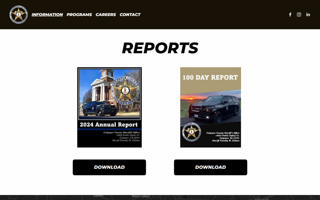 Culpeper County inmate population annual reports page