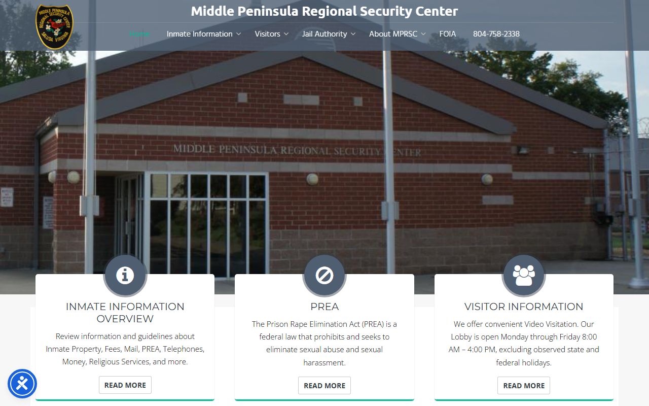 Middle Peninsula Regional Security Center custody source for Culpeper County inmates