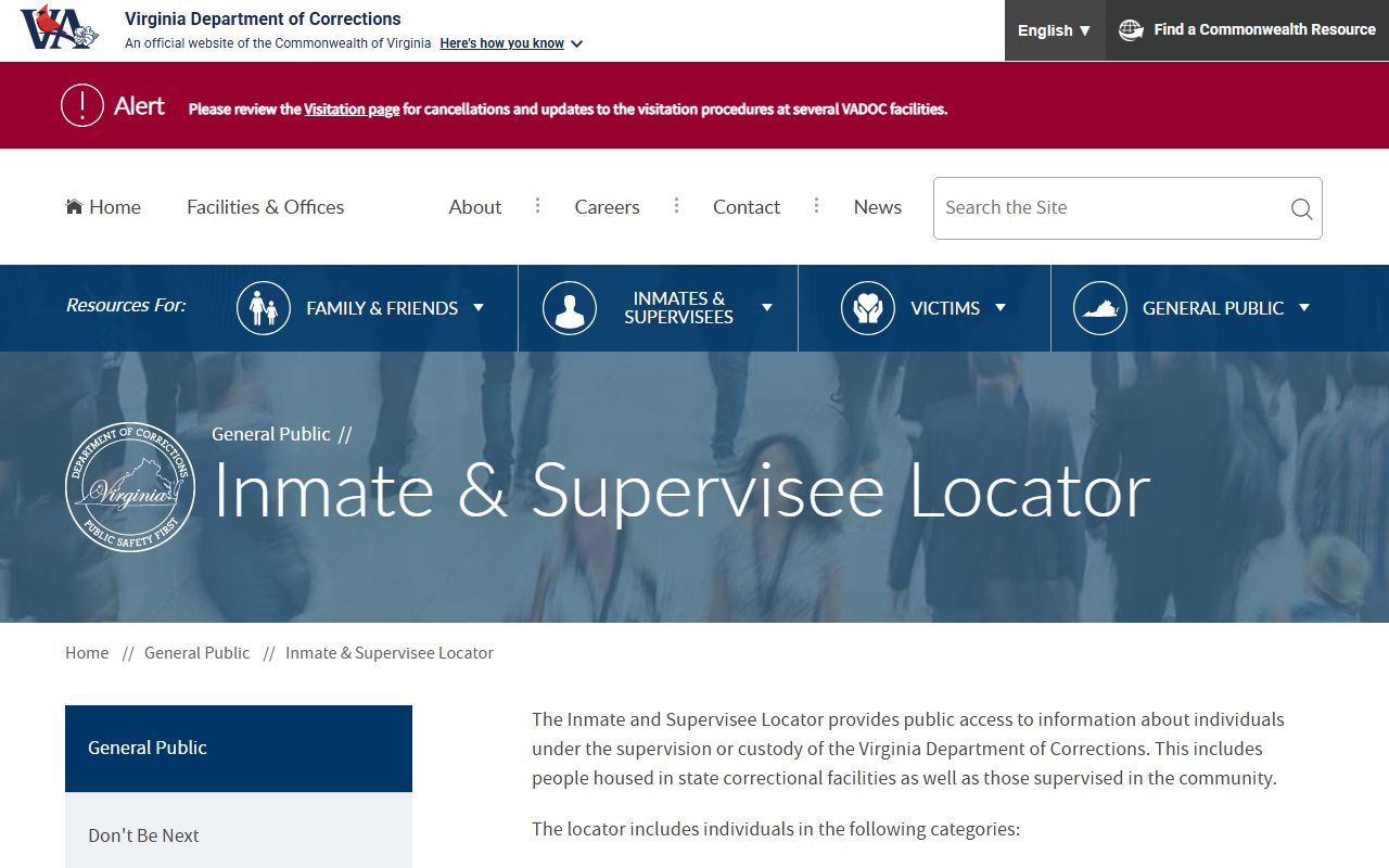 VADOC inmate locator for Coffeewood Correctional Center inmate search